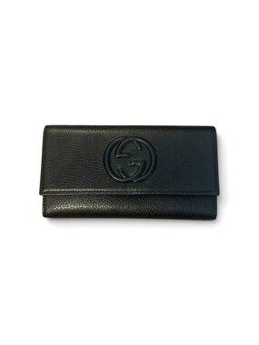 Gucci Black Leather Continental Wallet NWOT Box Dust Bag